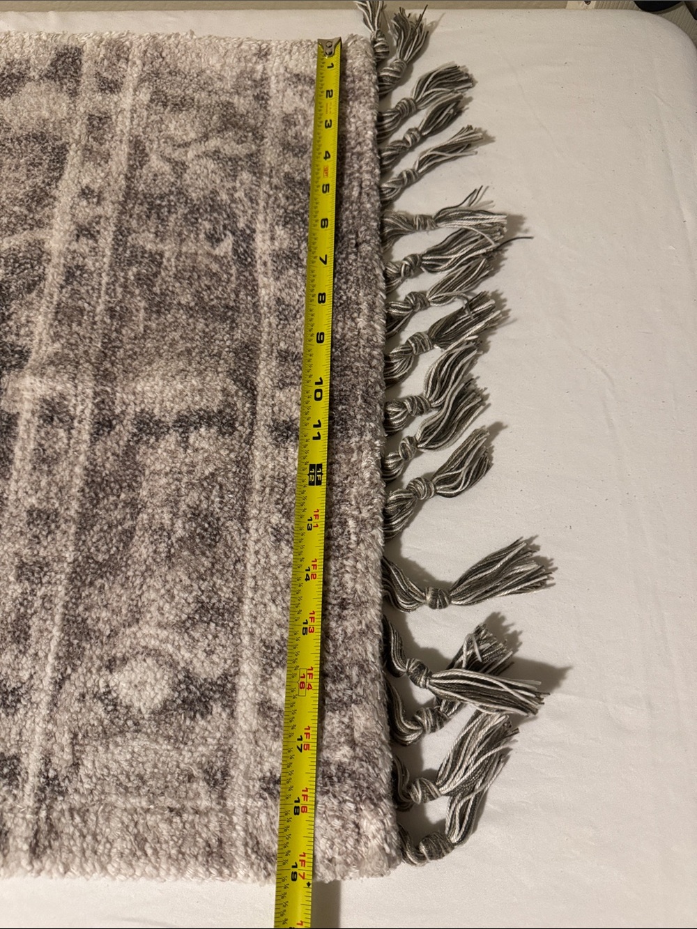 Neutral Patterned Fringe Throw Rug - Picture 3 of 4